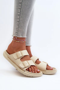 Beige Buckle Sandals