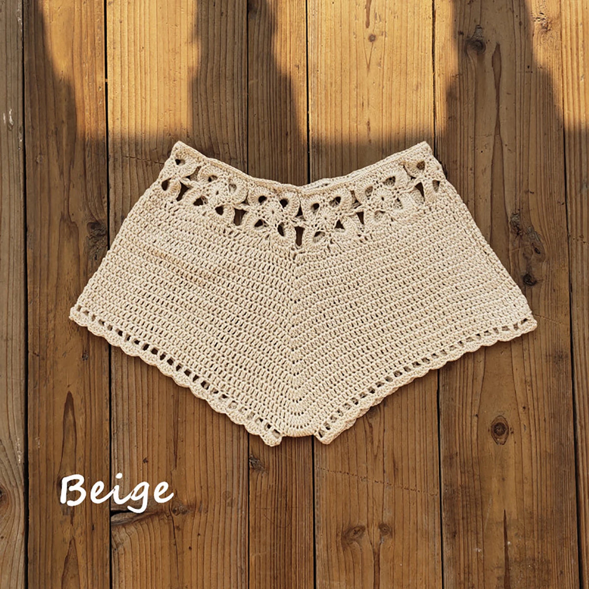 Crochet Cutout Summer Drawstring Cover-Up Shorts