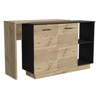 Kitchen Island Ohio, Double Door Cabinets - Black / Light Oak