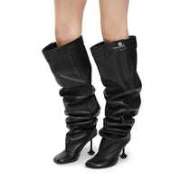 Punkie Super Scrunch Retro Square Heel Stiletto Boots