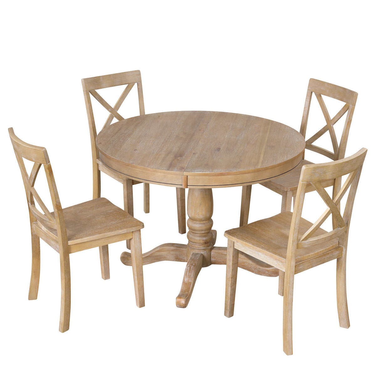 Modern 5 Piece Dining Table Set - Round Table and 4 Chairs