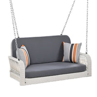 2-Seater Hanging Bench With Chains - PE Wicker Porch Swing