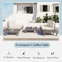 3-Piece Patio Furniture Set Solid Wood Set With Coffee Table