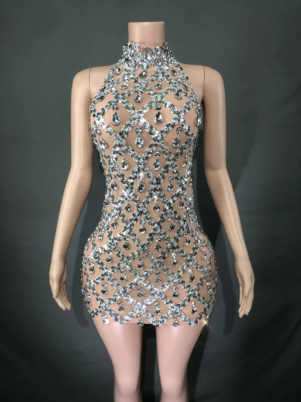 Dripping in Crystals - Sleeveless Mini Dress (Multiple Colors)