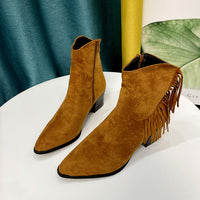 Suede Fringe Ankle Cowboy Boot