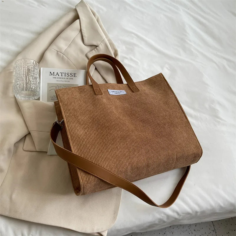 LEFTSIDE Large Corduroy Tote for Anything & Everything