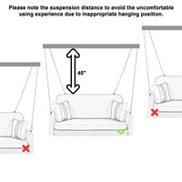 2-Seater Hanging Bench With Chains - PE Wicker Porch Swing