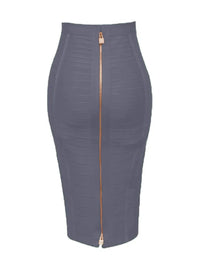 Solid Zipper Bandage Pencil Skirt (Multiple Colors)