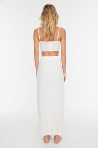 Cotton Double Slit White Skirt