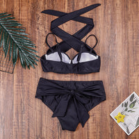 X Cross Top & High Waist Two Pieces Swimsuit