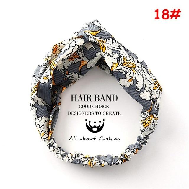 Twist Cross Floral Elastic Knotted Headband (multiple colors)