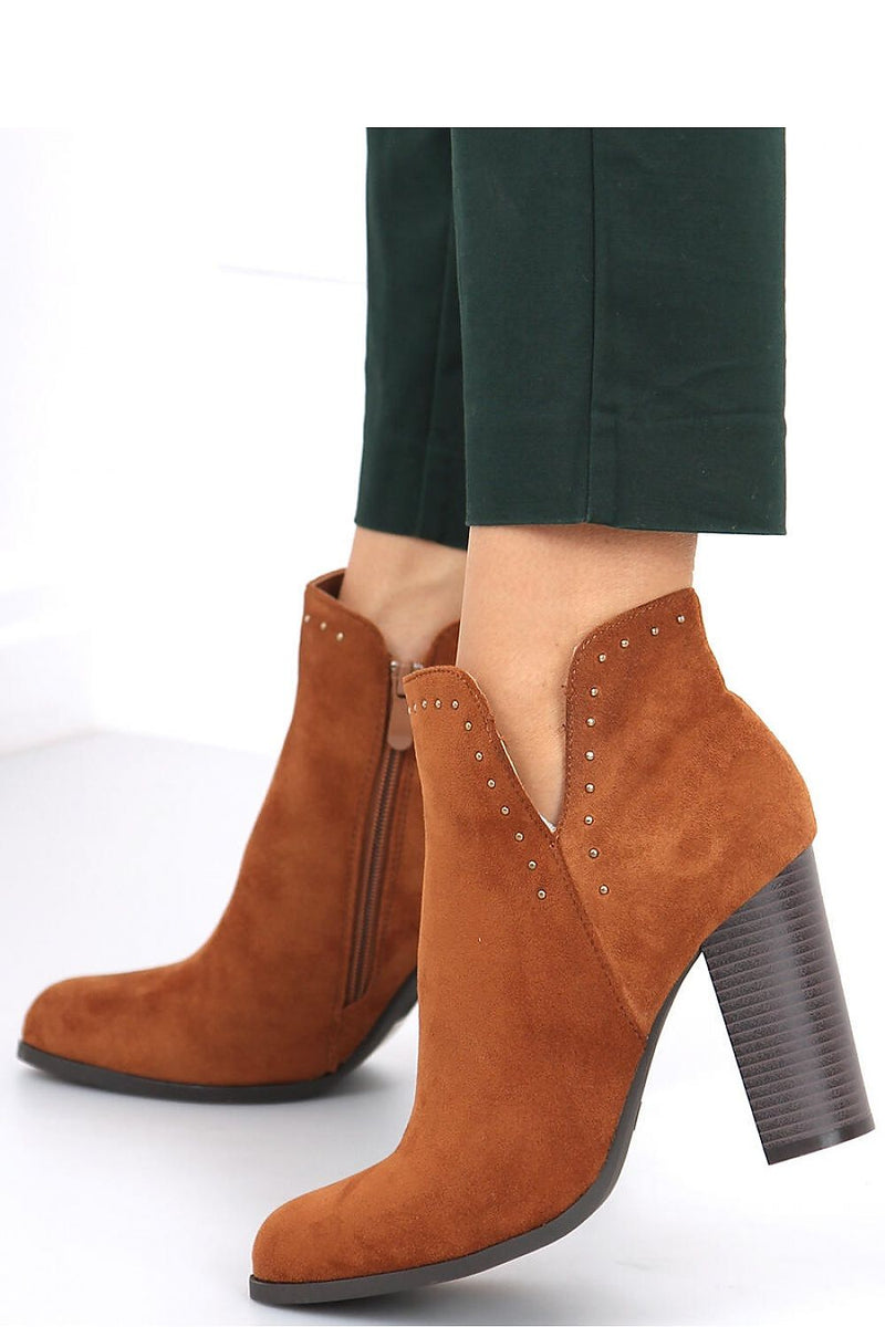 Leather Ankle Studded Heel Boots