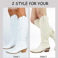 Embroidered Western Knee High Cowboy Boots (Multiple Color Options)