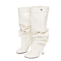 Punkie Super Scrunch Retro Square Heel Stiletto Boots