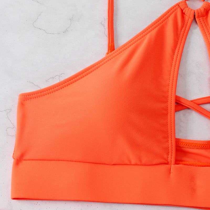 Hollowed - Orange Bikini Two Piece Swim Suit Set