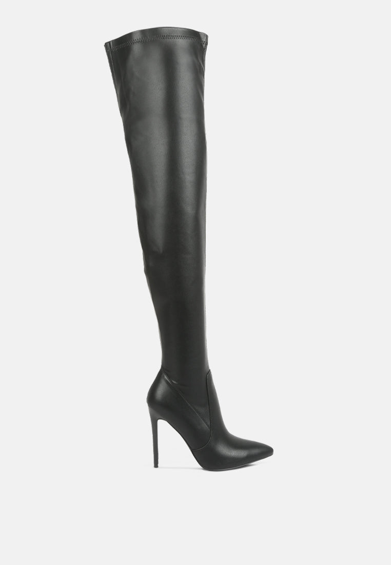 Gush Matte Leather Over Knee Heeled Boots