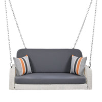 2-Seater Hanging Bench With Chains - PE Wicker Porch Swing