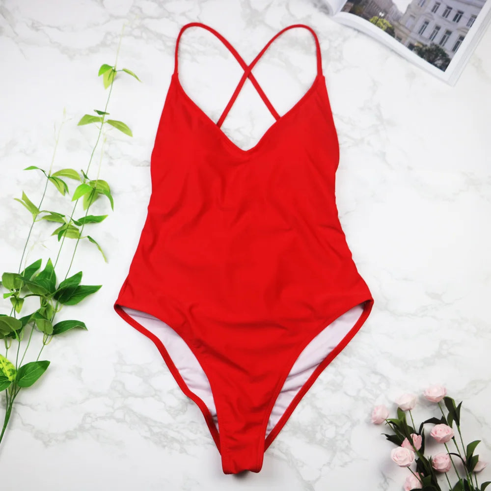 Sexy High Cut One Piece Backless SwimSuit