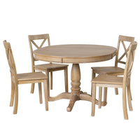 Modern 5 Piece Dining Table Set - Round Table and 4 Chairs