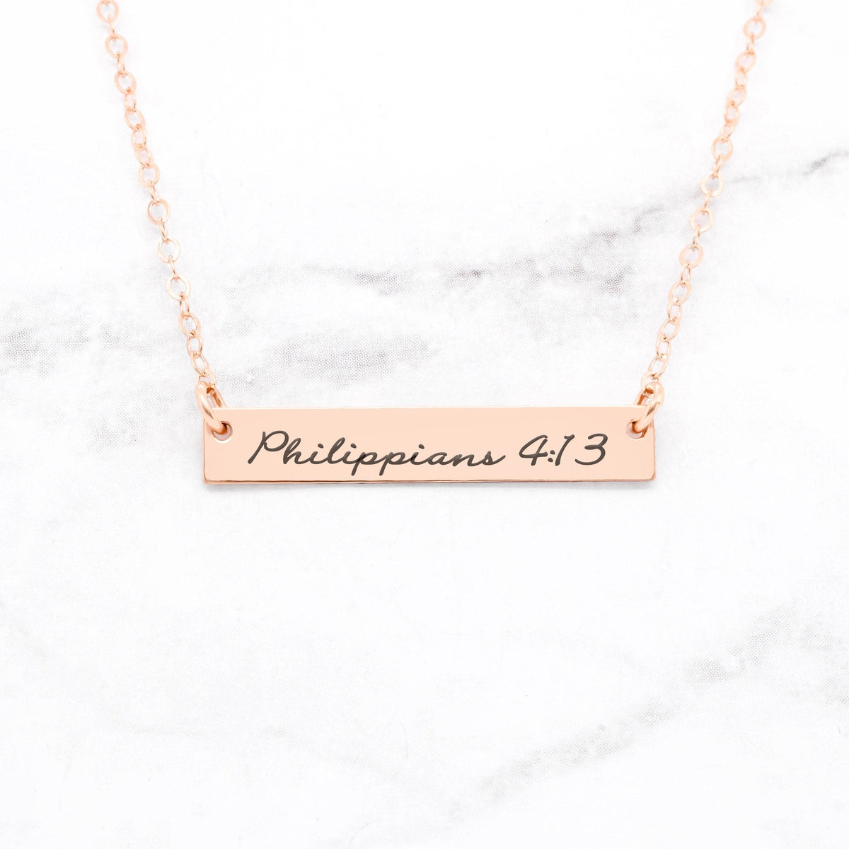 Philippians 4:13 Necklace - Gold Bar Necklace