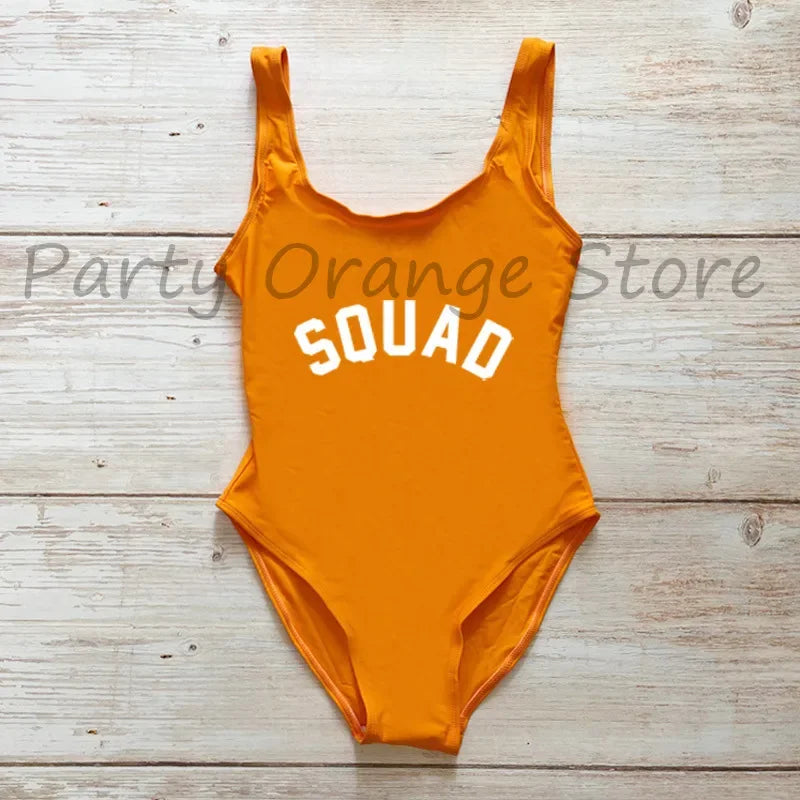 Bachelor Party Sexy One Piece Swimsuit BRIDE & SQUAD