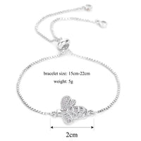 Cubic Zirconia Bee Charm on Gold Chain Crystal Adjustable Bracelet