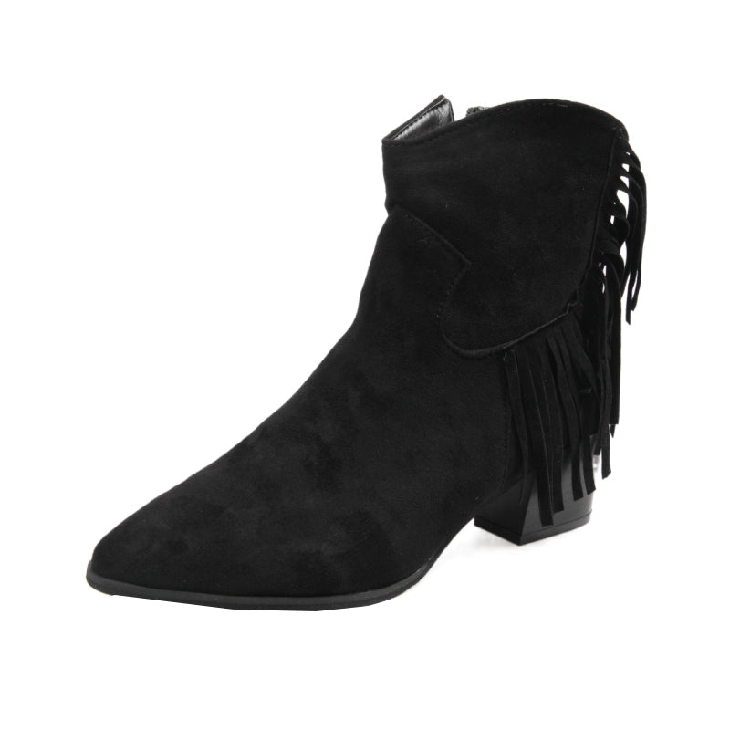 Suede Fringe Ankle Cowboy Boot