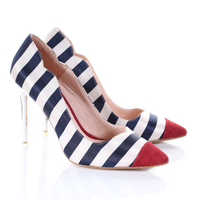 Chrome Heel Stripe Pointed Toe Pumps