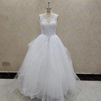 V-Neck Princess Wedding Dress With Tiered Tulle Skirt