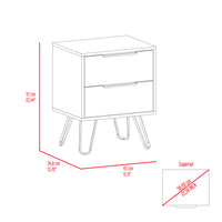 Nightstand Skyoner 2, Harpin Legs, Two Drawers - White