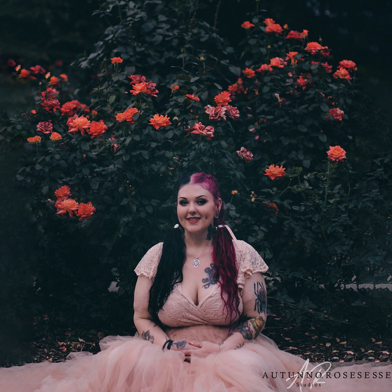 Stunning Blush Lace Bohemian Flowy Dress, w/ Butterfly Sleeves