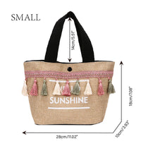 Summer Beach Large Capacity Tassel Shoulder Linen Totes