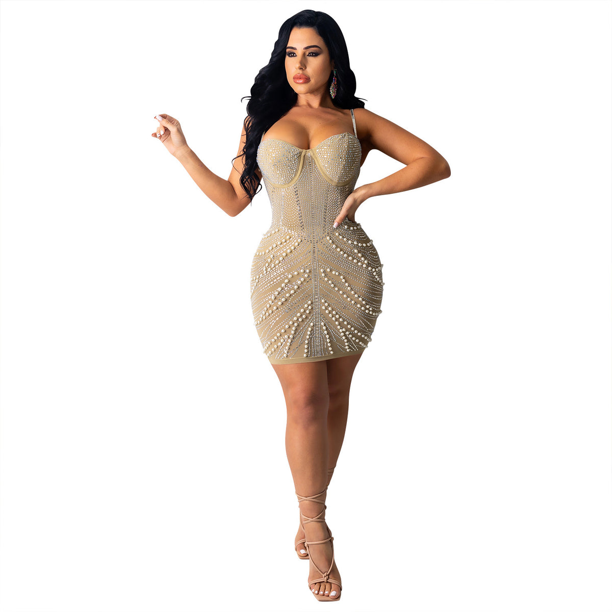 Gina - Rhinestone Sparkly Bodycon Corset Mini Dress