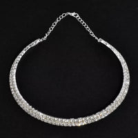 Rhinestone Choker Collar Necklace - 5 Styles