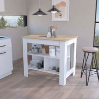 Kitchen Island Antibacterial Dozza, Kitchen Room, Light Oak / White