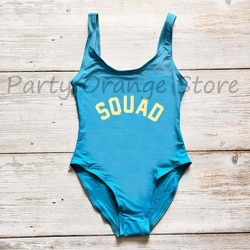 Bachelor Party Sexy One Piece Swimsuit BRIDE & SQUAD