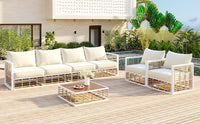 Modern Minimalist 7-Piece Metal Patio Sectional Sofa Set