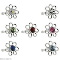 20 Gauge Nose Bone Sterling Silver Flower - 6 Color Choices