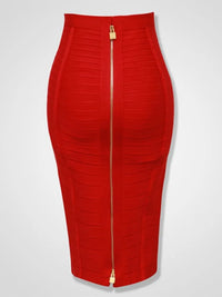 Solid Zipper Bandage Pencil Skirt (Multiple Colors)