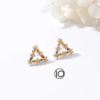 Fresh Cute Hook Drop Oil Flower Stud Crystal Earring