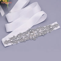 Rhinestones Wedding Belt w/ Crystal Applique for Waistband Bridal Sash