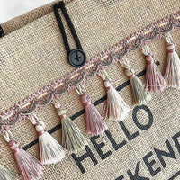 Summer Beach Large Capacity Tassel Shoulder Linen Totes