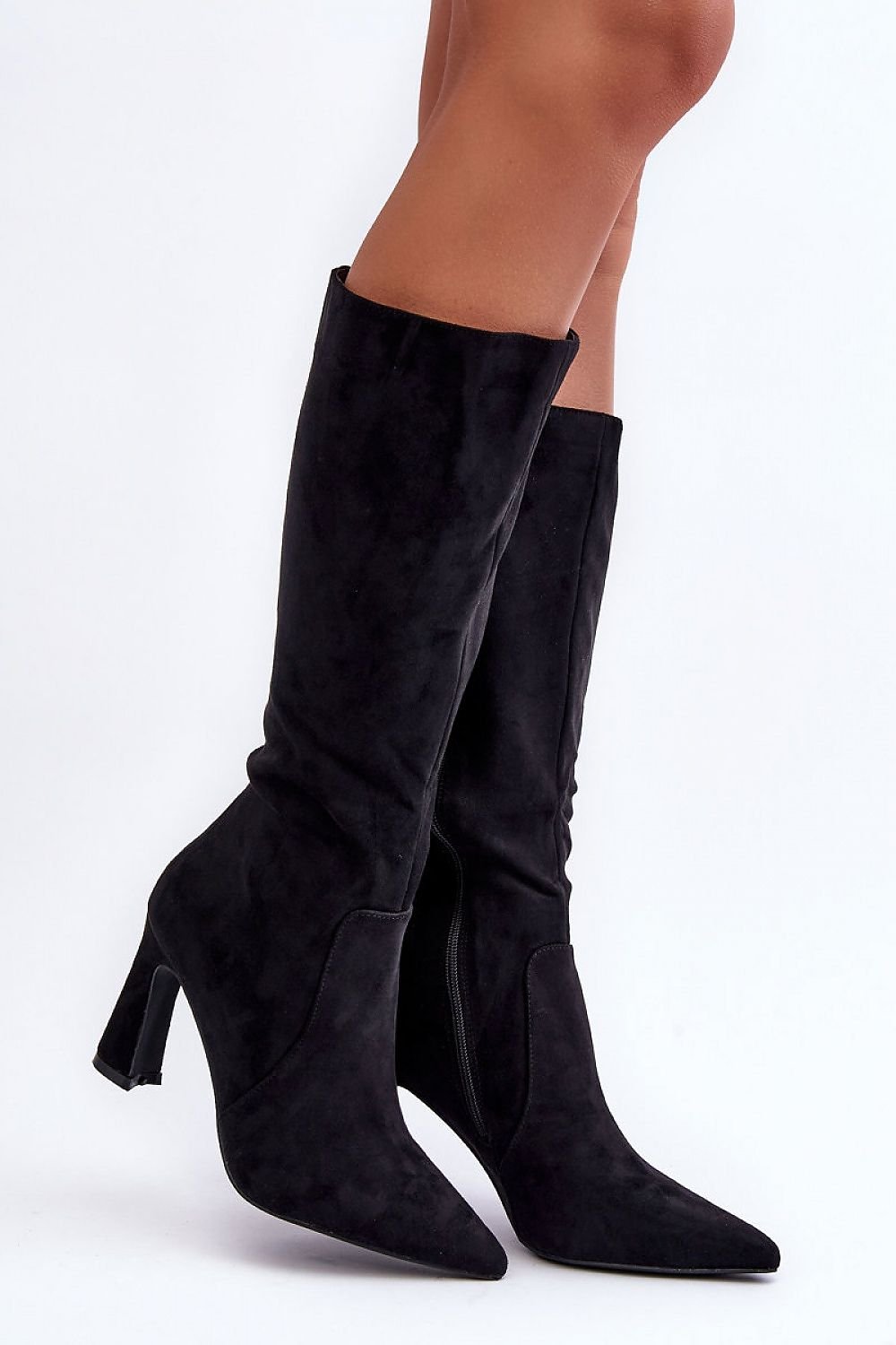 90's Square Heel Knee High Suede Boots