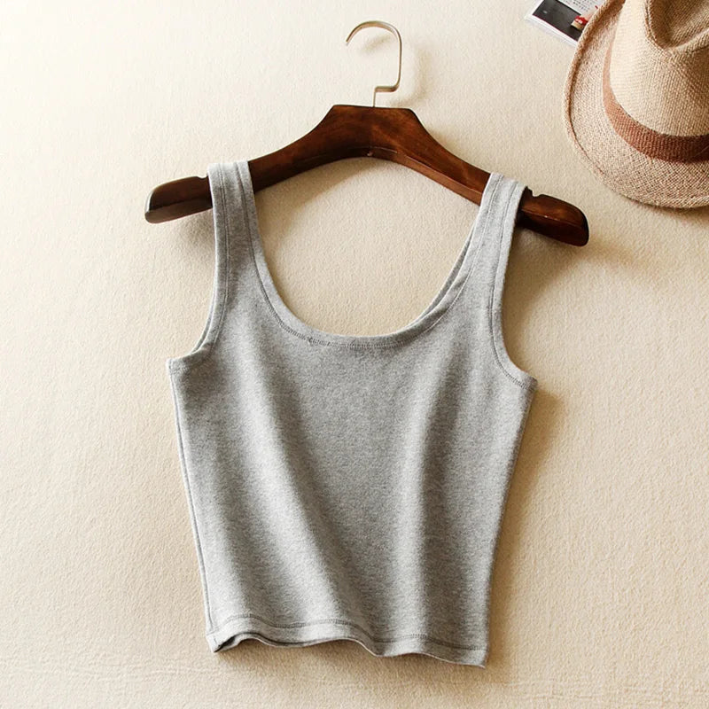 Short Cotton Tank Tops Style Crop Top (Multiple Colors)