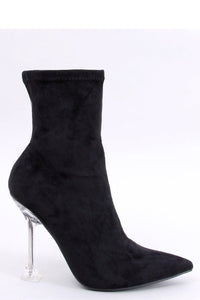 Suede and Clear Heel Ankle Boots