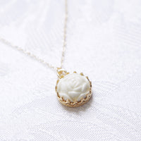 Mini Porcelain Rose Charm Gold-Filled Necklace