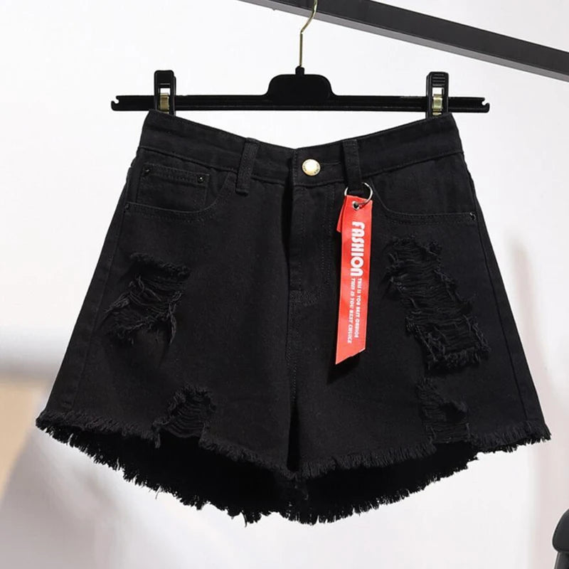 Tassel High Waist & Wide Leg Denim Shorts (Multiple Colors) S - 5XL