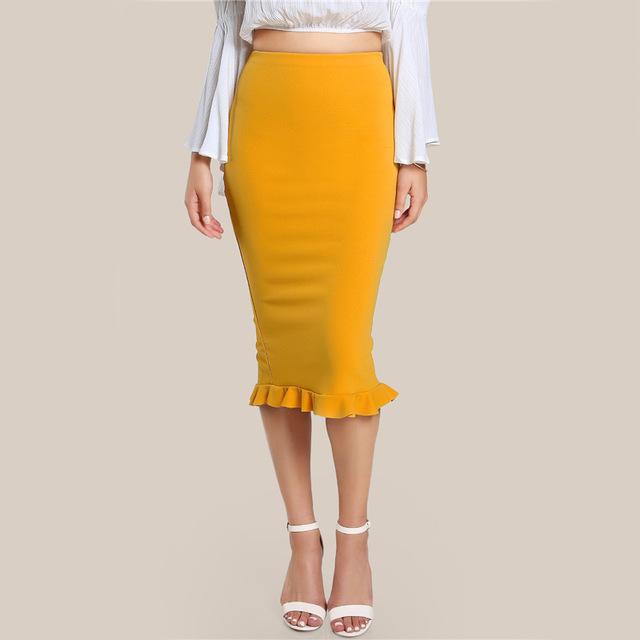 Mango Split Ruffle Pencil Skirt