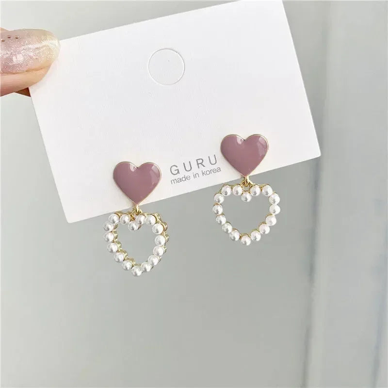 Fresh Cute Hook Drop Oil Flower Stud Crystal Earring