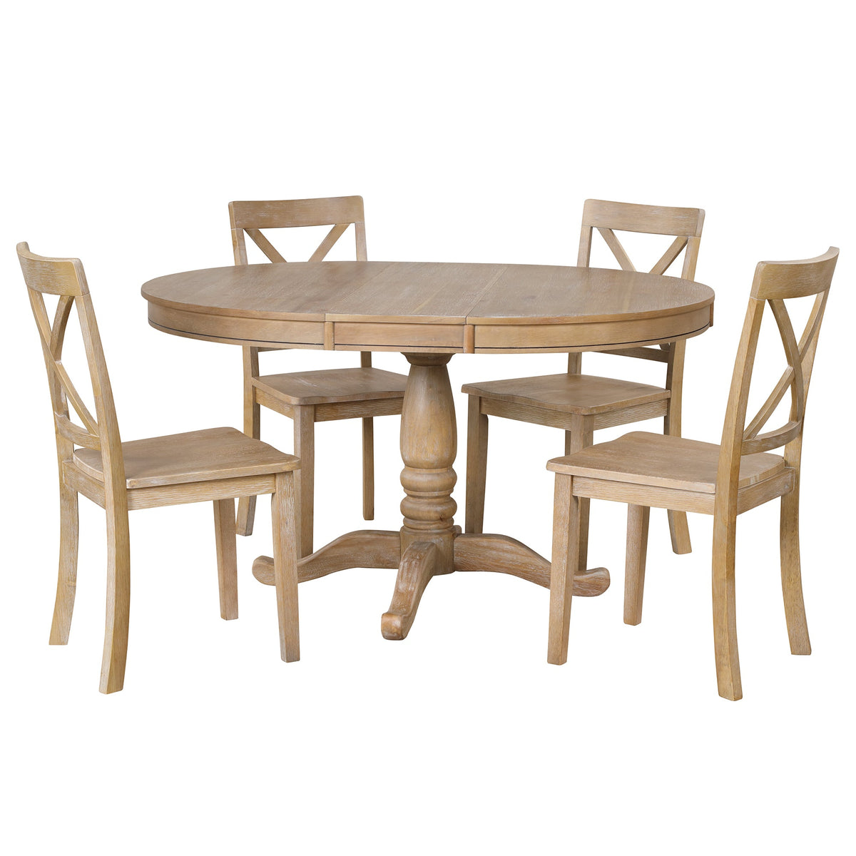 Modern 5 Piece Dining Table Set - Round Table and 4 Chairs